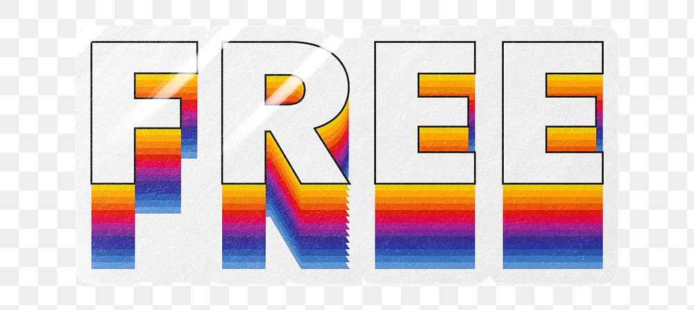 Free png word sticker typography, layered retro font, transparent background