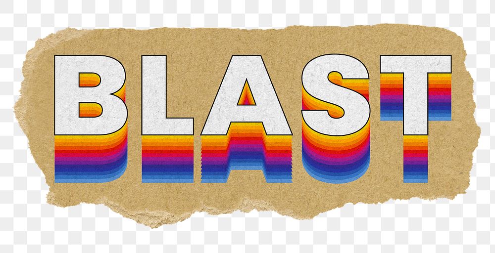 Blast png ripped paper word sticker typography, transparent background