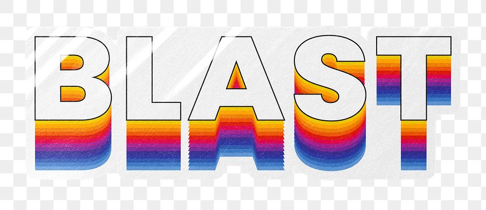 Blast png word sticker typography, layered retro font, transparent background