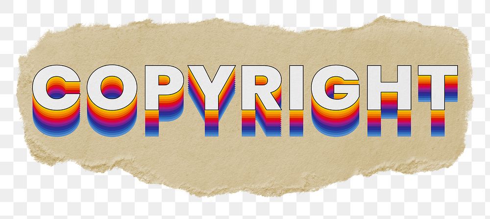 Copyright png ripped paper word sticker typography, transparent background
