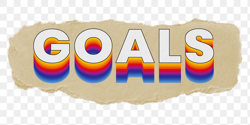 Goals png ripped paper word sticker typography, transparent background