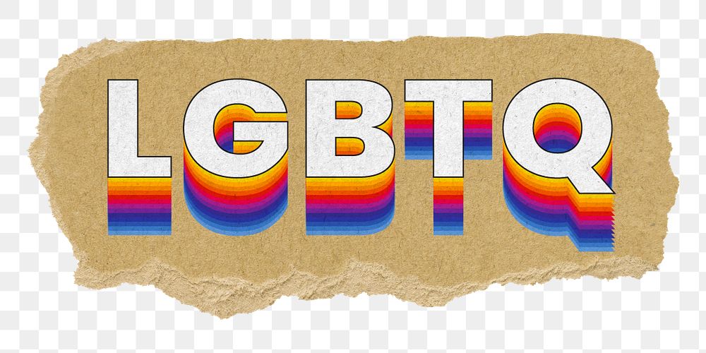 LGBTQ png ripped paper word sticker typography, transparent background