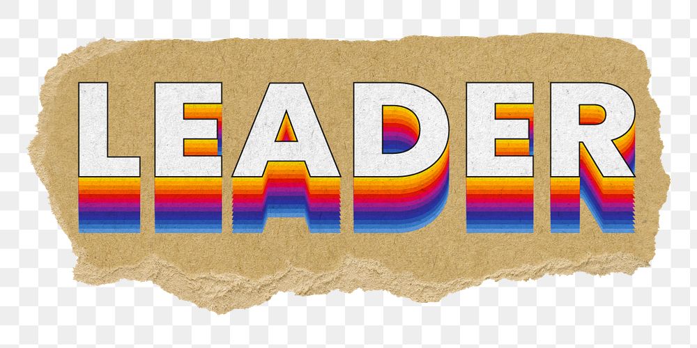 Leader png ripped paper word sticker typography, transparent background