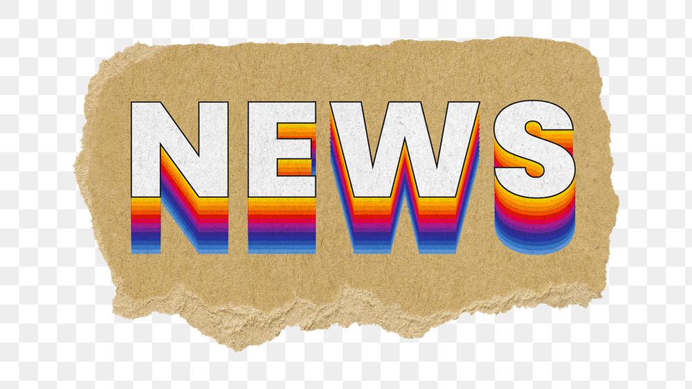 News png ripped paper word sticker typography, transparent background