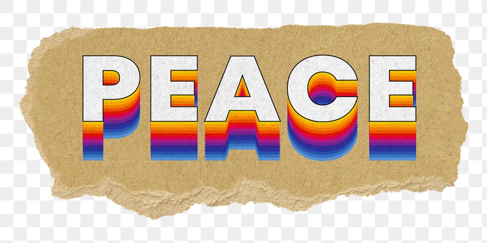 Peace png ripped paper word sticker typography, transparent background