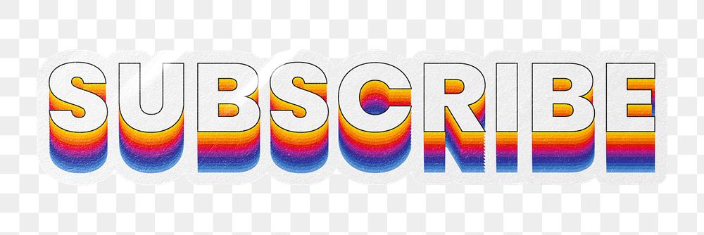 Subscribe png word sticker typography, layered retro font, transparent background
