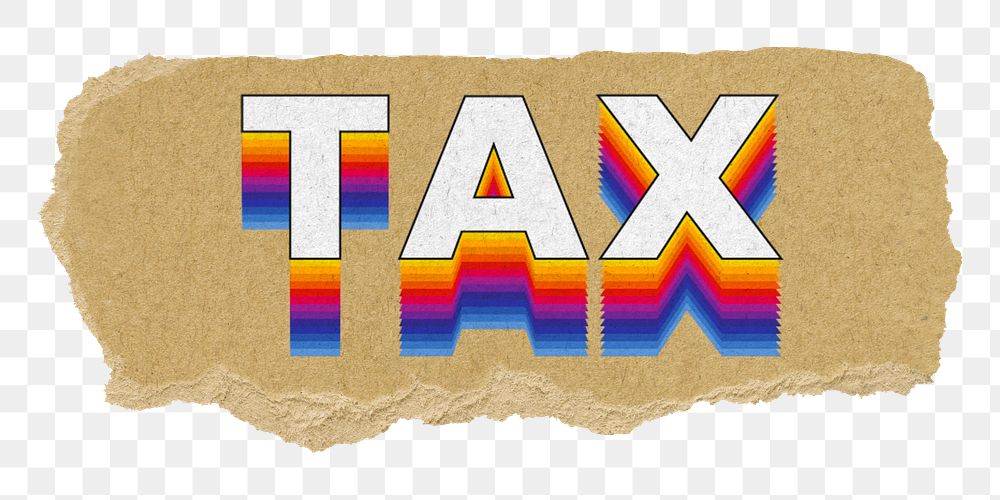 Tax png ripped paper word sticker typography, transparent background