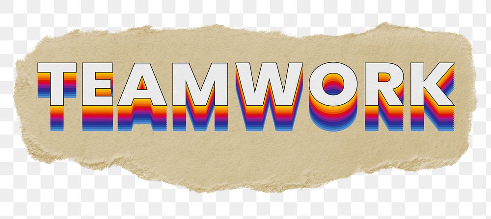 Teamwork png ripped paper word sticker typography, transparent background
