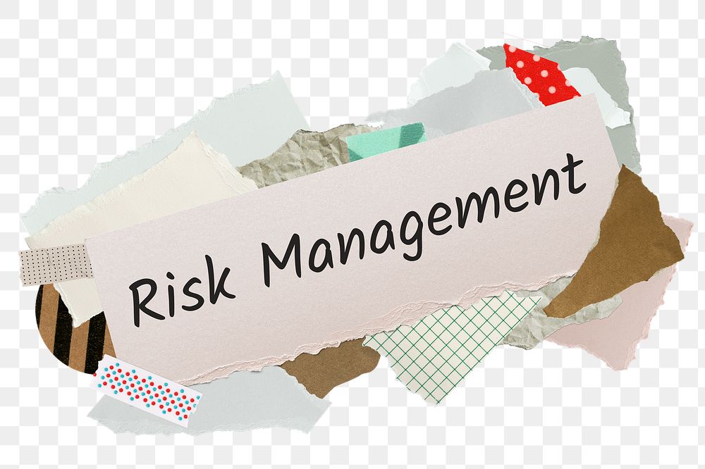 Risk management png word sticker, aesthetic paper collage typography, transparent background