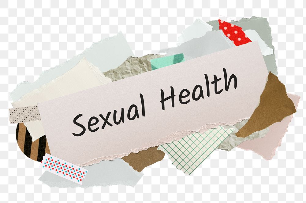 Sexual health png word sticker, aesthetic paper collage typography, transparent background