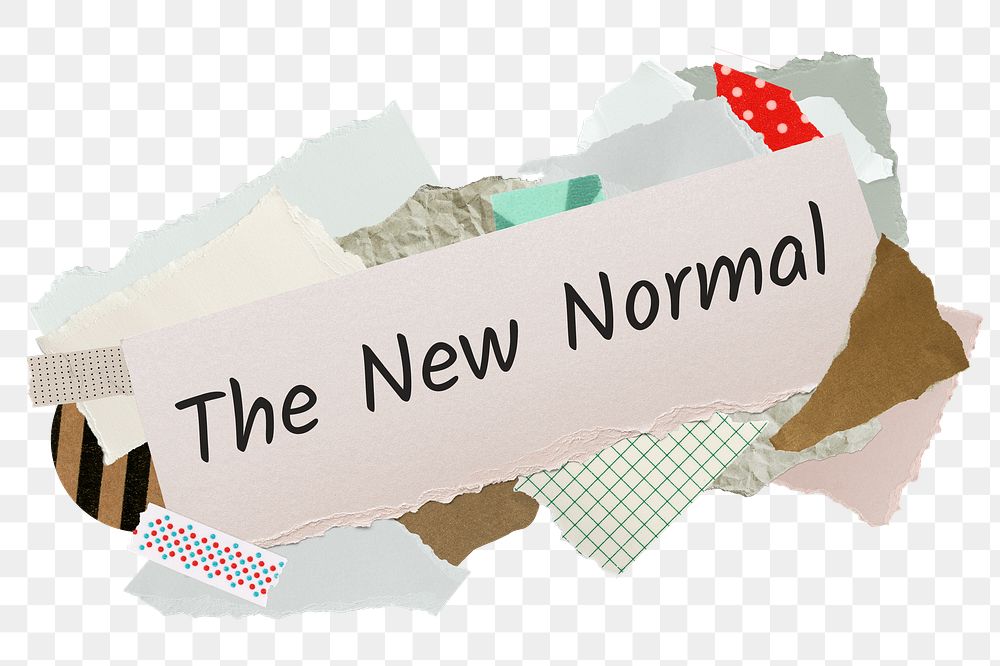 The New Normal png word sticker, aesthetic paper collage typography, transparent background