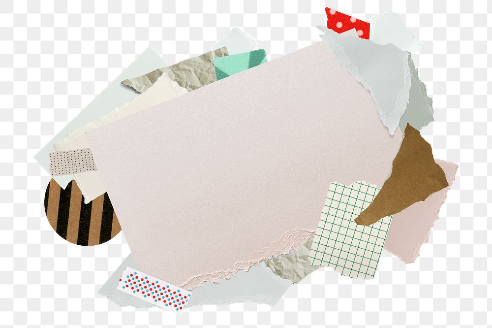 Aesthetic paper png frame collage art on transparent background