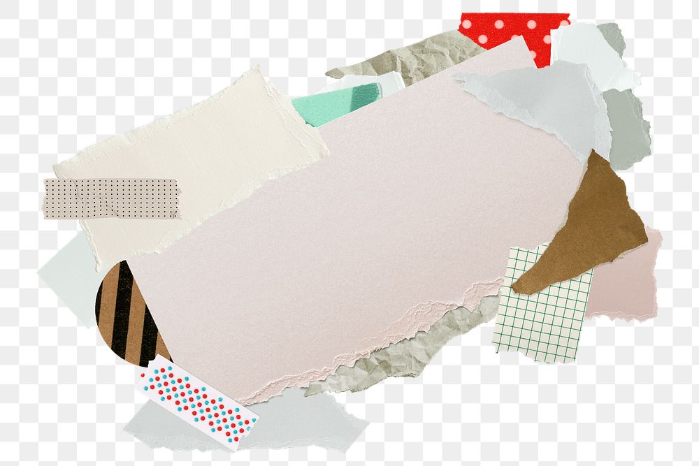 Aesthetic paper png frame collage art on transparent background