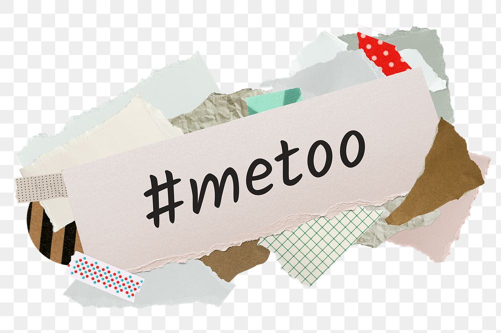 #metoo png word sticker, aesthetic paper collage typography, transparent background