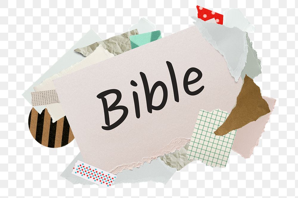 Bible png word sticker, aesthetic paper collage typography, transparent background