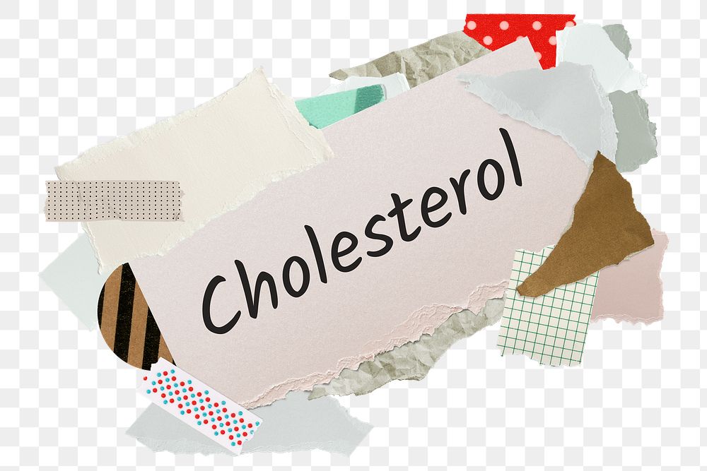 Cholesterol png word sticker, aesthetic paper collage typography, transparent background