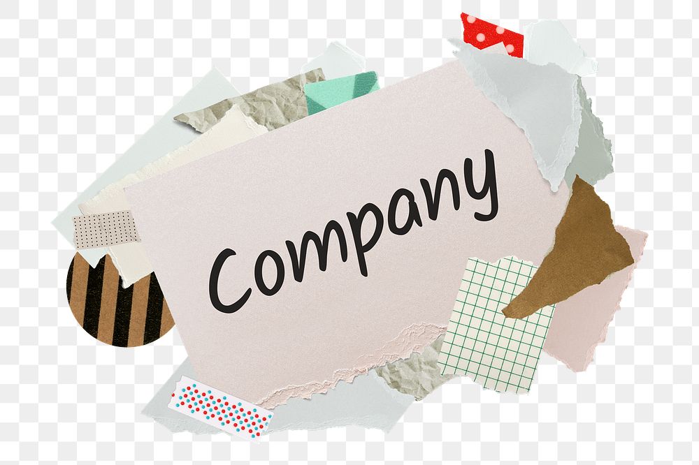 Company png word sticker, aesthetic paper collage typography, transparent background