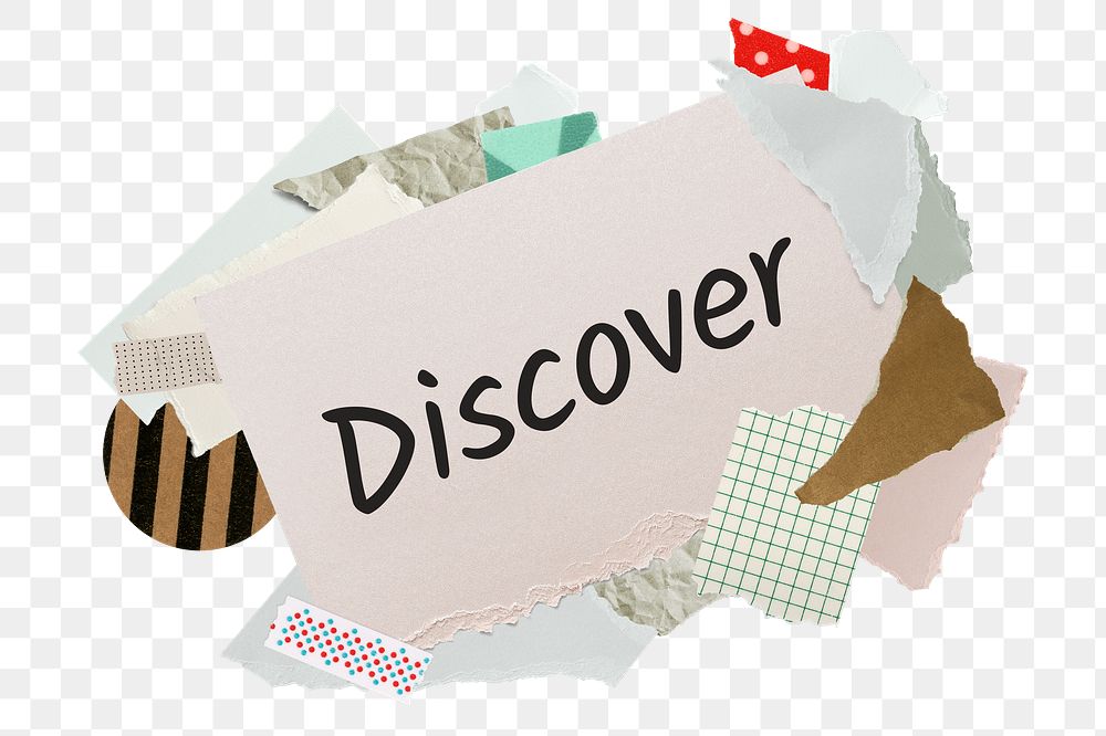 Discover png word sticker, aesthetic paper collage typography, transparent background