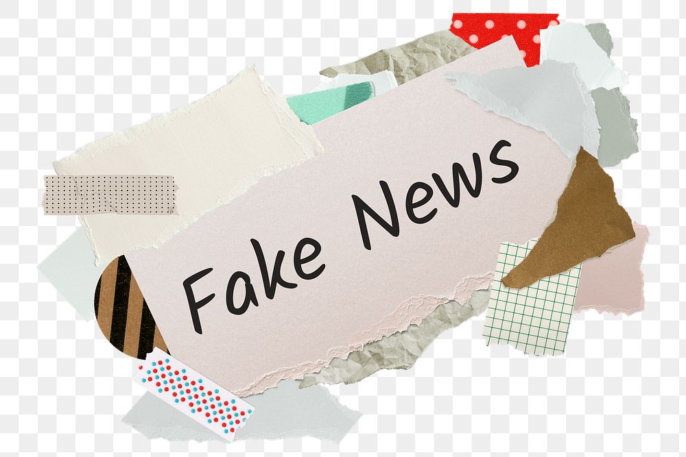 Fake news png word sticker, aesthetic paper collage typography, transparent background