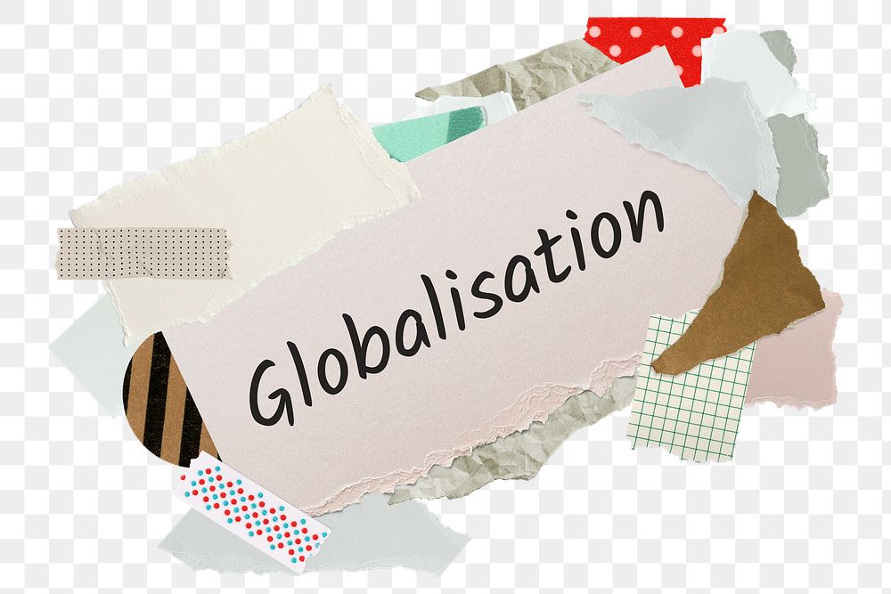 Globalisation png word sticker, aesthetic paper collage typography, transparent background