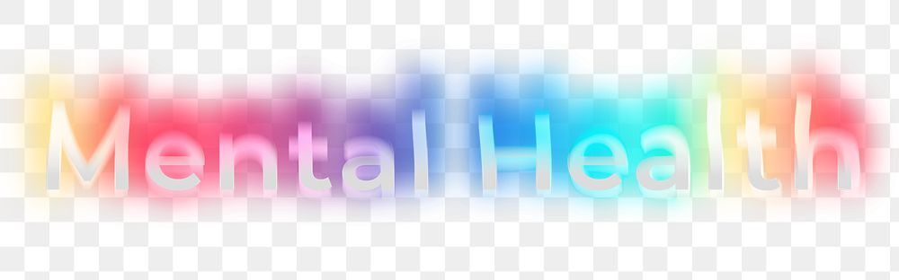 Mental health png word sticker, neon psychedelic typography, transparent background