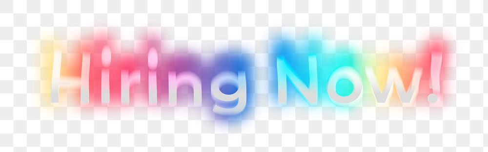 Hiring now! png word sticker, neon psychedelic typography, transparent background