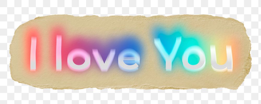 I love you png ripped paper word sticker typography, transparent background