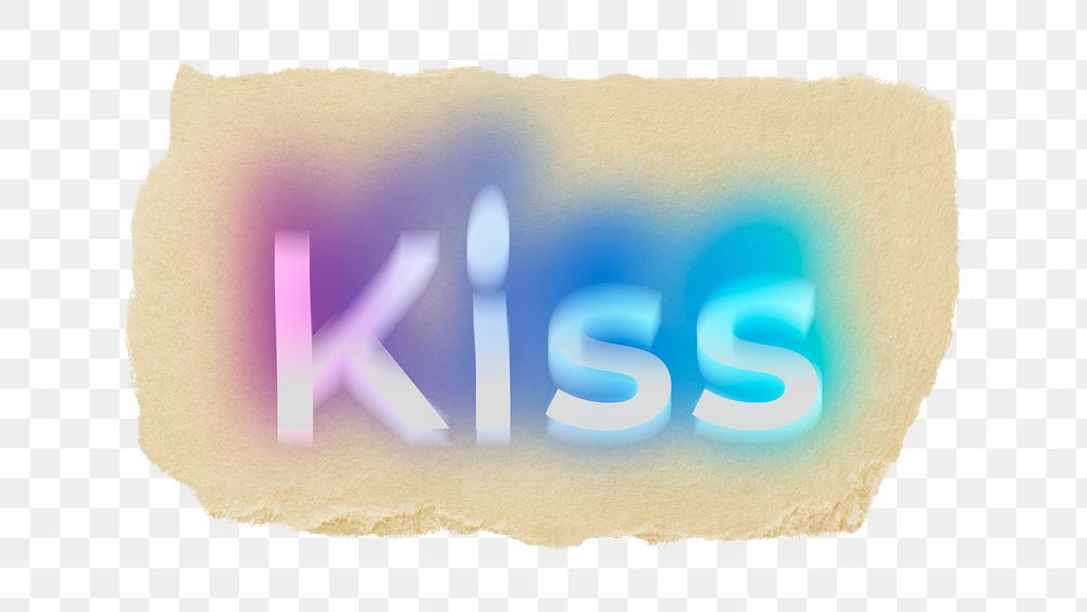 Kiss png ripped paper word sticker typography, transparent background