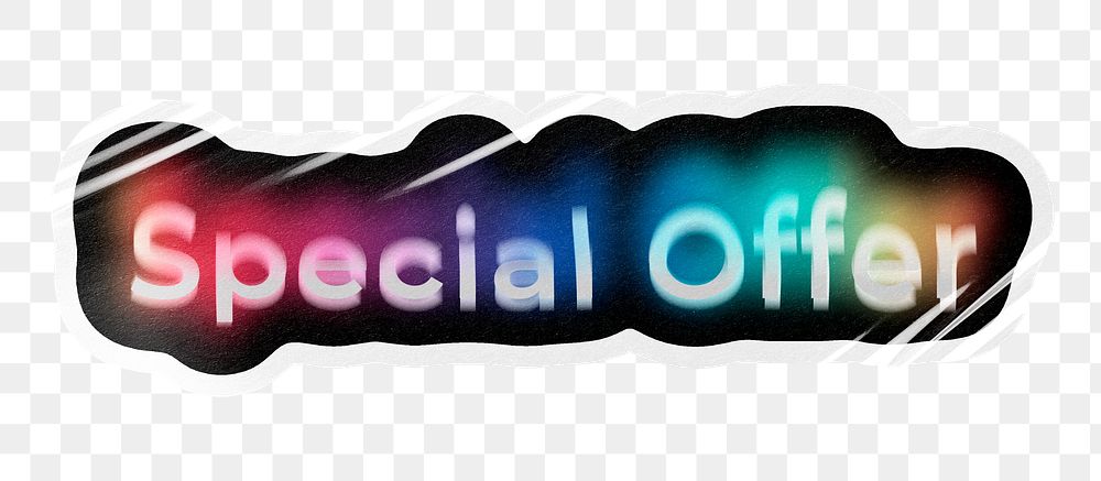 Special offer png word sticker, neon psychedelic typography, transparent background