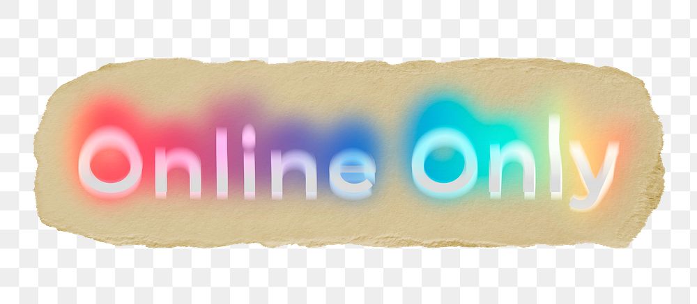 Online only png ripped paper word sticker typography, transparent background