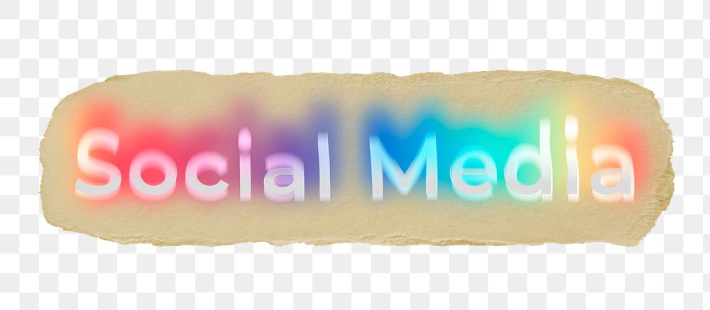 Social media png ripped paper word sticker typography, transparent background