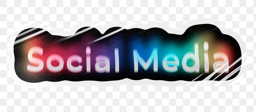 Social media png word sticker, neon psychedelic typography, transparent background