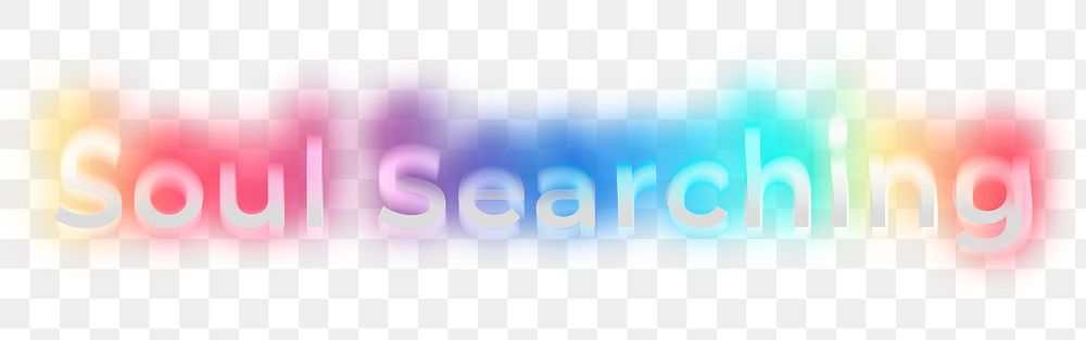 Soul searching png word sticker, neon psychedelic typography, transparent background