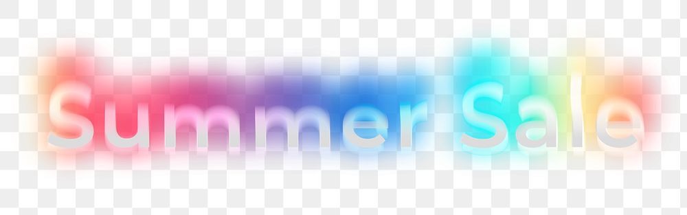 Summer sale png word sticker, neon psychedelic typography, transparent background