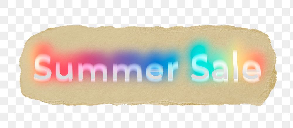 Summer sale png ripped paper word sticker typography, transparent background