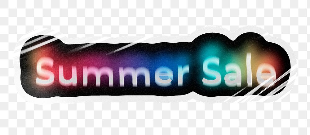 Summer sale png word sticker, neon psychedelic typography, transparent background