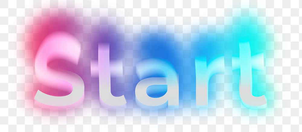 Start png word sticker, neon psychedelic typography, transparent background