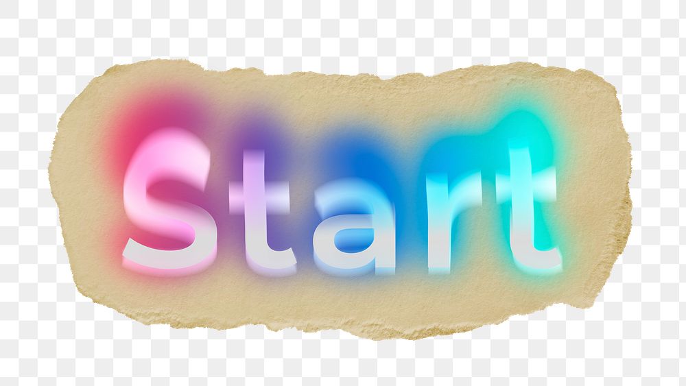 Start png ripped paper word sticker typography, transparent background