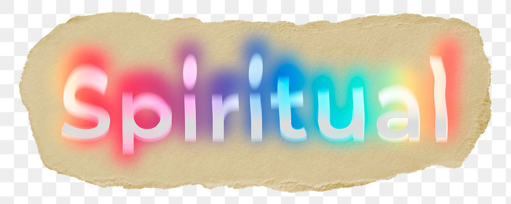 Spiritual png ripped paper word sticker typography, transparent background