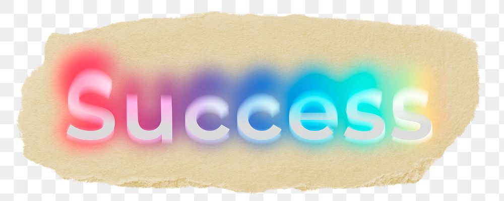 Success png ripped paper word sticker typography, transparent background