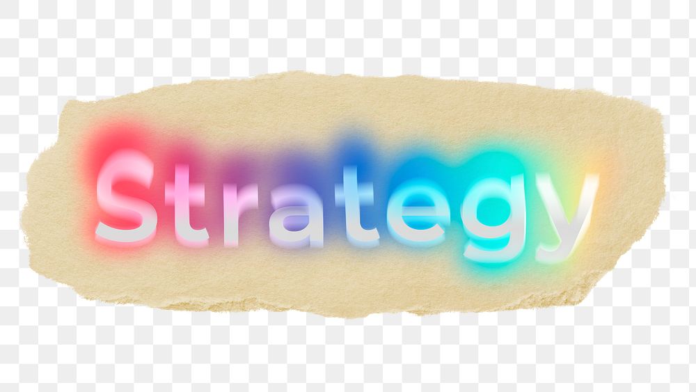 Strategy png ripped paper word sticker typography, transparent background