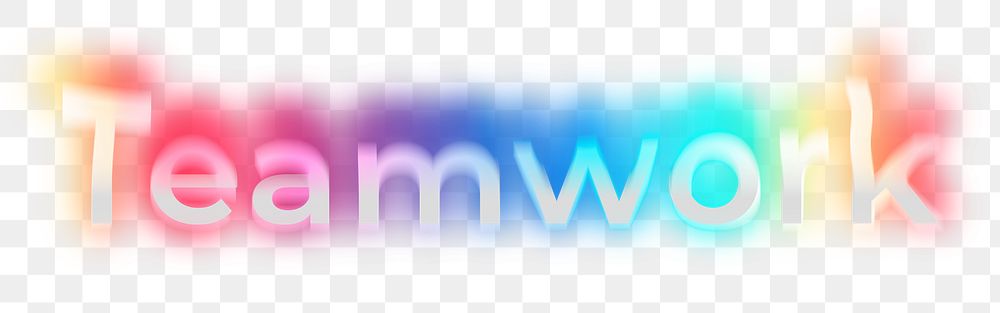 Teamwork png word sticker, neon psychedelic typography, transparent background