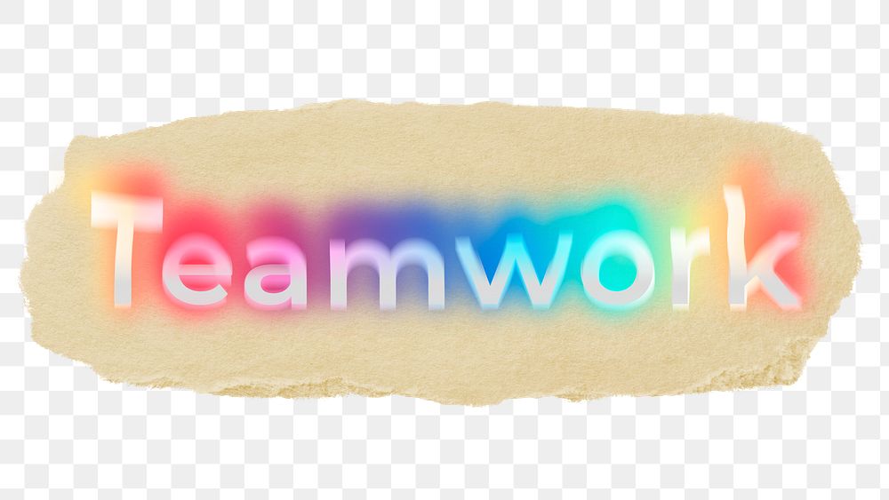 Teamwork png ripped paper word sticker typography, transparent background