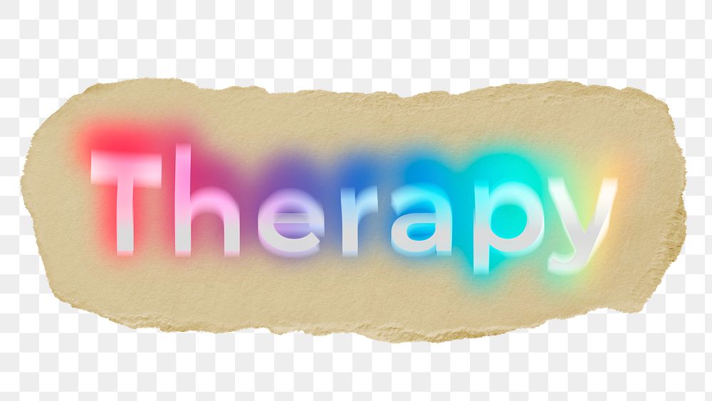 Therapy png ripped paper word sticker typography, transparent background