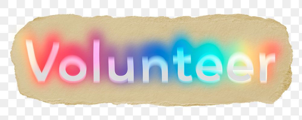 Volunteer png ripped paper word sticker typography, transparent background