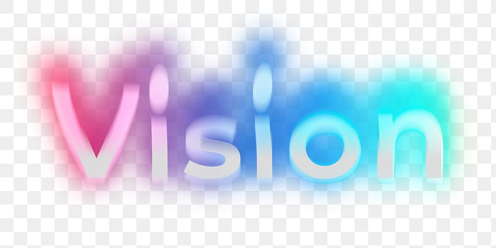 Vision png word sticker, neon psychedelic typography, transparent background