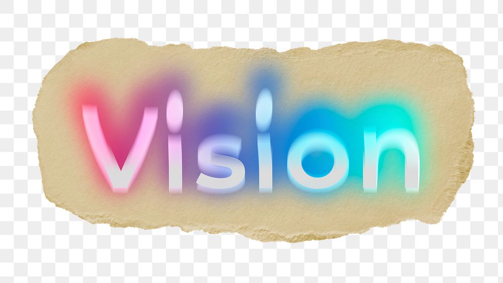 Vision png ripped paper word sticker typography, transparent background