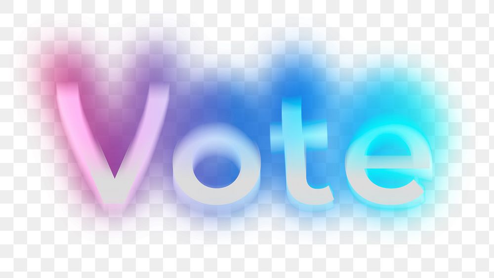 Vote png word sticker, neon psychedelic typography, transparent background