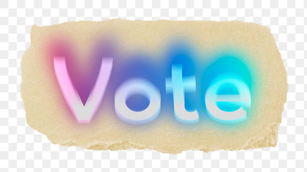 Vote png ripped paper word sticker typography, transparent background