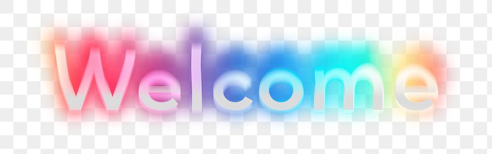 Welcome png word sticker, neon psychedelic typography, transparent background